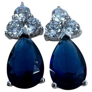 Sterling Silver 925 Blue Gemstone Tear Drop Earrings